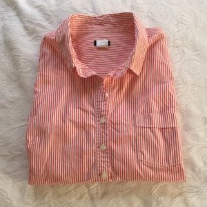 J. Crew orange and white striped dress shirt